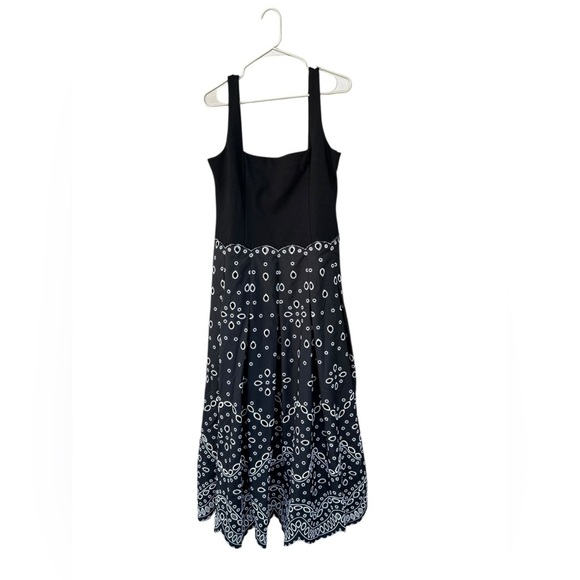 NWT Maeve Sleeveless Square-Neck Eyelet Midi Dress - Size Large - Black - Picture 7 of 14